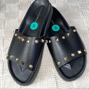 Mercer & Madison Black Studded Slides